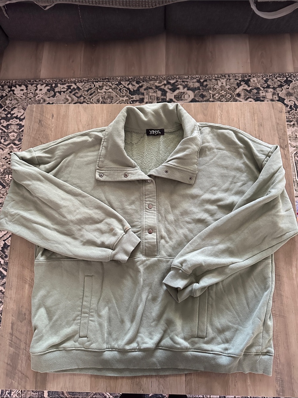 VNYL Sage Green Pullover Snap-Front Sweatshirt